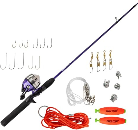 Zebco Unisex-Erwachsene 202 Spincast Reel and Fishing Rod Combo, Pre-Spooled with 10-Pound Cajun Line, Includes Tackle Kit Rolle und Angelrute vorgespult mit 4,5 kg Schnur inkl, Rose, 27-Piece