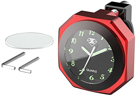 C-FUNN Motorrad-Uhr mit leuchtender Halterung, wasserdicht, stoßfest, Lenker 22–28 mm