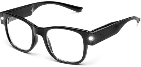 SKYWAY Reading Glasses Lighted Rechargeable Magnifying LED Readers with Lights Eyewear Clear Vision Unisex（1.5X）