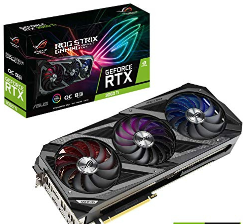ASUS ROG STRIX NVIDIA GeForce RTX 3060 Ti OC Edition Gaming Graphics Card (PCIe 4.0, 8GB GDDR6, HDMI 2.1, DisplayPort 1.4a, Axial-Tech Fan Design, 2.9-Slot, Super Alloy Power II, GPU Tweak II)