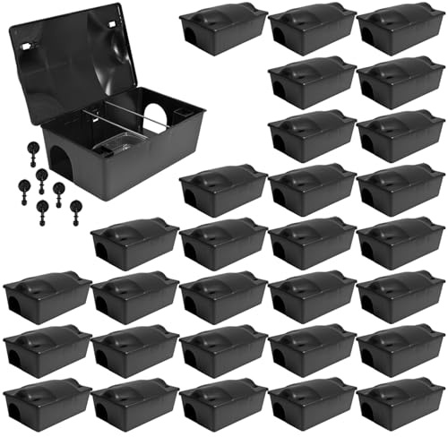 Petigi Köderstation Ratten Set Köderbox Garten Mausfalle Mäuse Rattenköderbox Box Rattenköderstation Rattenfalle Kinder- Haustiersicher Koederbox Auswahl 1-30 St, Anzahl:30