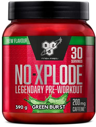 BSN Nutrition N.O.-Xplode Pre-Workout Pulver Nahrungsergänzungsmittel, mehr Energie und Konzentration mit Koffein, Aminosäuren, Vitamin C und Zink, Geschmacksrichtung Green Burst, 30 Portionen, 390 g