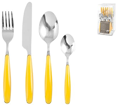 PENGO 7852908 Set de 24 couverts en acier inoxydable avec poignée, jaune