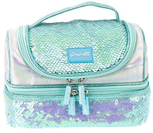 Girabrilla Nice Group Borsa Porta Pranzo per Bambini, Contenitore Alimenti a 2 Scomparti, colore Turchese