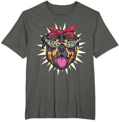 Rockabilly Rottweiler - Rottie mit Bandana T-Shirt