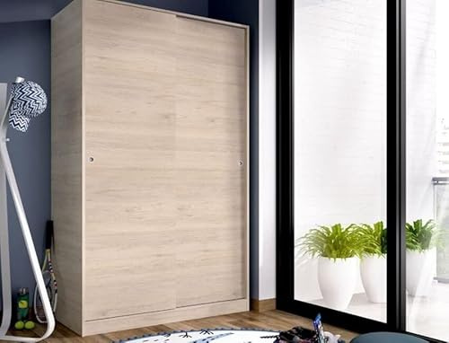 CAESAROO Armadio 100X204H cm Noah colore Rovere Naturale con due ante scorrevoli - Naturale