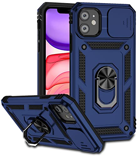 Hitaoyou iPhone 11 Hülle, iPhone 11 Hülle mit Kameraabdeckung & Ständer Militärqualität Stoßfest Heavy Duty Schutz mit magnetischer Autohalterung Handyhüllen für iPhone 11 6.1''