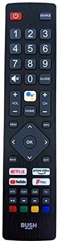 121AV - Replacement Voice Remote Control Compatible for Bush HA24H4212LEKB HA32H4232LEKB Smart HD Ready Android LED Freeview TV