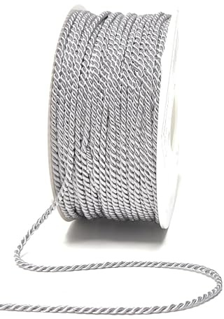 s.dekoda Kordel 50m x 2mm Grau Drehkordel Dekoband Kordelband Kordelschnur