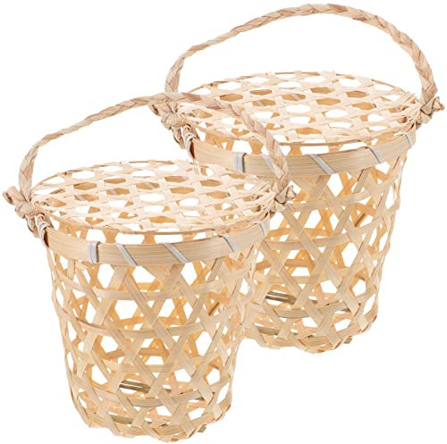 Kichvoe 2pcs Vintage Woven Egg Storage Basket Bamboo Tabletop Organizer for Fresh Eggs Gathering Kitchen Dried Fruit