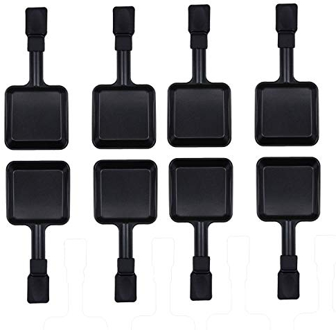 Non-Stick Coated Mini Grill Cheese Pan Melting Accessories for Raclettes Replacement trays Raclette Dishes Mini raclette pans, Square Shape(8PCs)
