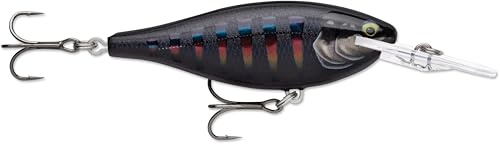 Rapala - Shad Rap Fishing Lure Balsa Konstruktion (bleitlos) - schwimmender Süßwasserköder - 3,3 m Schwimmtiefe - Größe 7,5 cm / 12 g - Made in Estland - vergoldete Nacht Aurora