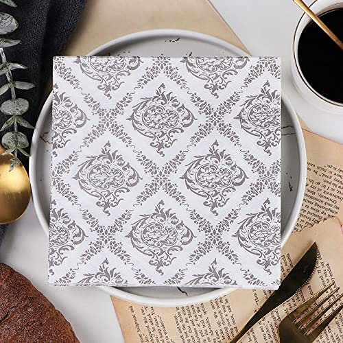 100Pcs Geburtstagsfeier Papierservietten,Einfache Graue Karierte Musterkunst,2-Lagige Einweg-Papier-Partyservietten Servietten 33Cmx33Cm Ideal Für Decoupage-Handwerk Für Brautparty,Bild,33X33Cm