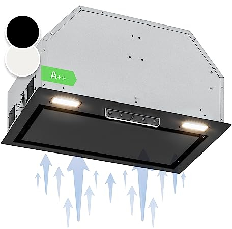 Klarstein Dunstabzugshaube 52cm, Abluft-Dunstabzugshaube mit Spülmaschinenfestem Aluminium Filter, Leise Abzugshaube für Abluft, 396 m³/h Luftstrom, Wandhauben mit LEDs, Dunstabzug zur Wandmontage