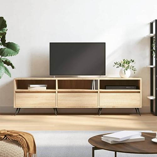 FIRBNUS TV-Schrank 150x30x44,5 cm Fernsehkommode Lowboard Holz Sideboard Holzwerkstoff Sonoma-Eiche