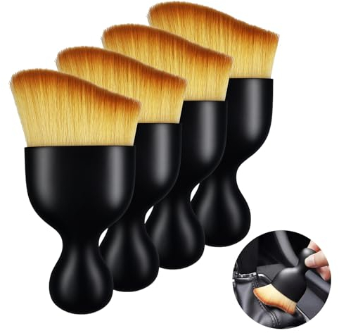 tekenewbse 4 Pièces Brosse Nettoyage Voiture Interieur, Pinceau Nettoyage Voiture Souple Detailing, Nettoyage Voiture Interieur Pro pour Moteur/Tableau de Bord/Bouches Daération/Intérieur
