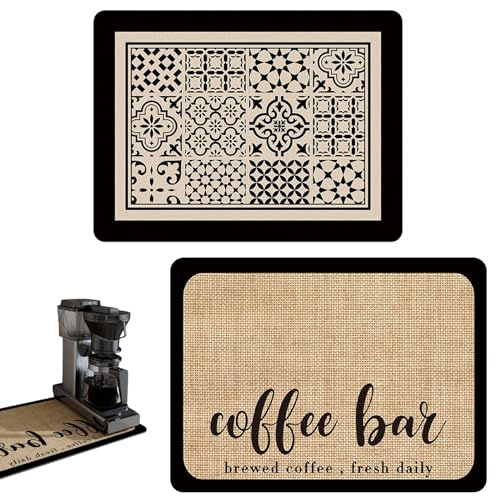 Coffee Bar Mat,Coffee Mat Coffee Mat, Coffee Machine Mat, Microfiber Dish Drying Mat for Kitchen Counter, 12''x 16''Coffee Machine Mat Counter Protector, Kitchen Absorbent Draining Mat