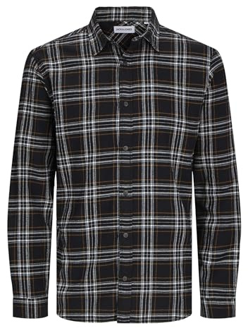 JACK&JONES PLUS Jjjoshua fall flanellskjorta Ls Pls fritidsskjorta, svart, 4XL