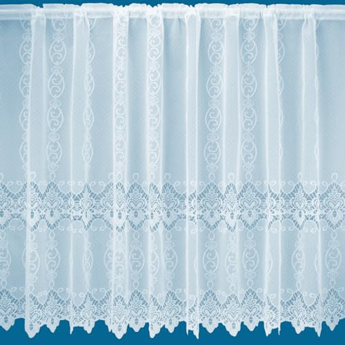 Amelia Heavy All Over Pattern Net Curtains In White - Sold By The Metre (Drop: 107cm (42))