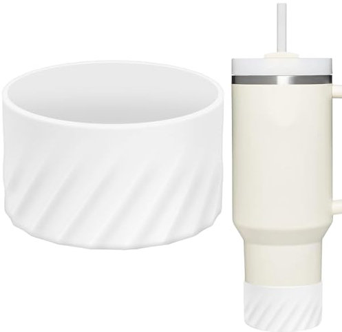 TINERMOY Protective Silicone Boot,Cup Boot for Stanley Quencher Adventure 40oz & Stanley IceFlow 20oz 30oz,Silicone Water Bottle Boot Water Bottle Bottom Protector (White)