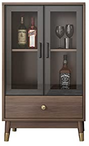 MOOWI Weinschrank Freistehender Boden-Weinschrank for Küche und Wohnzimmer mit 2 Glastüren und 1 Schublade Barschrank