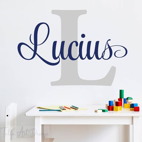 Customizable Gold Name Wall Decal with Capital Letter - Personalised Kids Name Decal for Nursery Decor, Elegant Lettering for Children's Rooms