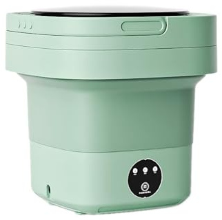 AMZTEMU 12L bärbar tvättmaskin, bärbar minitvättmaskin, bärbar minitvättmaskin för babykläder, underkläder eller små föremål, sovsal, camping -EU Power (grön)