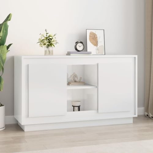 HETFTJN Sideboard, Besenschrank Flurschrank Küchenschrank Barschrank Geeignet für Entrance Wohnzimmer Badezimmer Office Hochglanz-Weiß 102x35x60 cm Holzwerkstoff