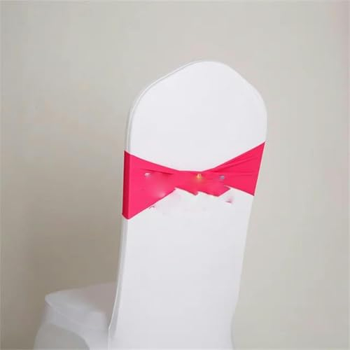 LUHYSU Plissiertes Stuhlband für die Rückenlehne, Spandex-Stuhlschärpe, Schleife, Stuhlbezug, Hochzeits-, Event-, Party-, Weihnachtsdekoration, Fuchsia, 10 Stück