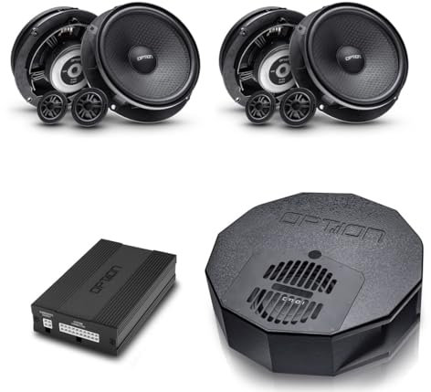 Option Sistema de sonido V4 compatible con Skoda Superb III – 100% Plug & Play Sondupgrade con altavoces delanteros y traseros, subwoofer de rueda de repuesto y amplificador DSP, incluye adaptación y