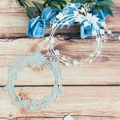 Stanzschablonen, 12,5 x 12,4 cm, Spitze, Blätter, Blumenkranz, Dekoration, Metall, Stanzformen, Scrapbooking, Papierkarten, Prägung, Handwerk