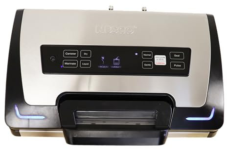 Nesco Premium Vacuum Sealer Kit featuring LiquidLock™, Includes large variety of Bags and Rolls VS-22LB, Built-in Canister Sealing Function