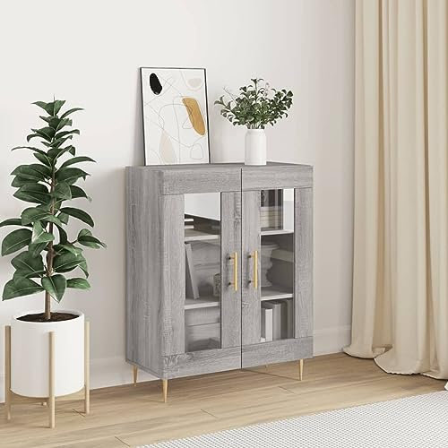 MOBCANT Sideboard, Geschirrschrank Barschrank Kaffeebar Kabinettmöbel Geeignet für Küche Schlafzimmer Foyer Wohnbereich Grau Sonoma 69,5x34x90 cm Holzwerkstoff