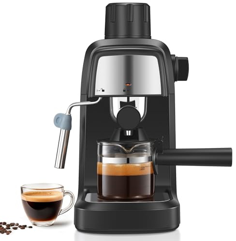 Reemix Espresso Machine 3.5 Bar, 800W Compact Size Coffee Maker with Steam Wand, 4 Cups Cappuccino & Latte Machine for Home and Office