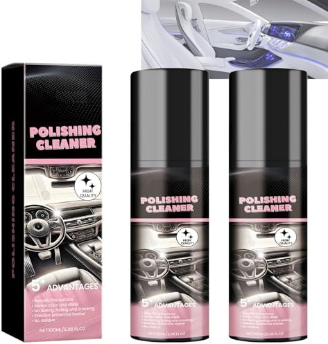 Nicetopu Detergente lucidante per la pulizia della pelle dell'auto, detergente per cruscotto auto, riparazione in plastica per cieli degli interni dell'auto, pulitore multiuso per interni dell'auto (2