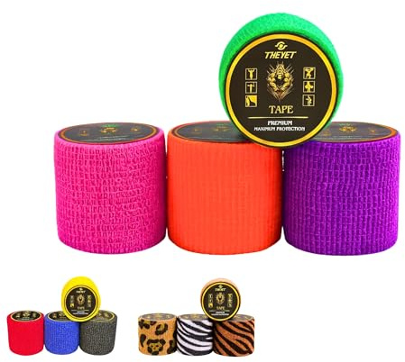 THEYET Finger Tape CrossFit | Elastisk Tränings-Tejp för Hook Grip, Tumme & Fingrar | Tejp utan Limrester & Latex | Skydd vid Tyngdlyftning & Rymdringar | Set 4/12 Rullar 5 cm