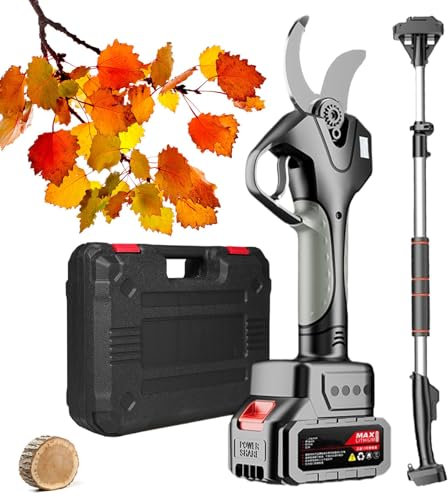 Forbici Elettriche da Potatura per Batteria da 4500mAh,con Aste di Prolunga da 2,1m,Forbici Elettriche per Potatura Alberi Senza Fili per Giardinaggio,Diametro di Taglio (50mm (1,96)),2 Battery