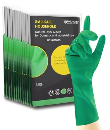 Allsafe Haushaltshandschuhe, Latex, wiederverwendbar, Grün, 12 Paar