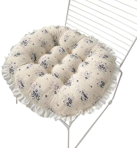 aromm Stampa Floreale Rotonda Sedia Seduta Cuscini Imbottiture per Sedie da Pranzo, Sedie da Giardino, Diametro 50 cm, Fiore a11