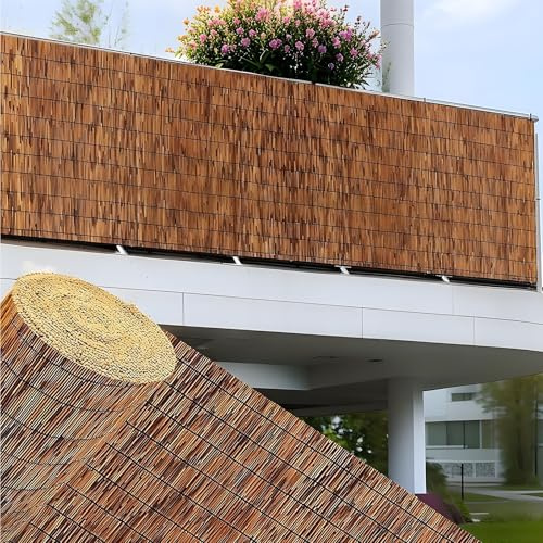 Generisch Schilfrohrmatte, Bambusmatte 30cm 60cm 80cm 130cm 150cm 180cm Hoch Dekorativer Schilfzaun Sichtschutz Für Garten Für Den Außenbereich Balkon(braune)