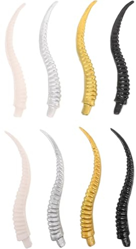 FRCOLOR 4 Pairs Faux Deer Antlers Clips Realistic Artificial RAM Horns for DIY Hair Accessories Costume Parties Lightweight Easy to Assemble for Adults Gold and Black