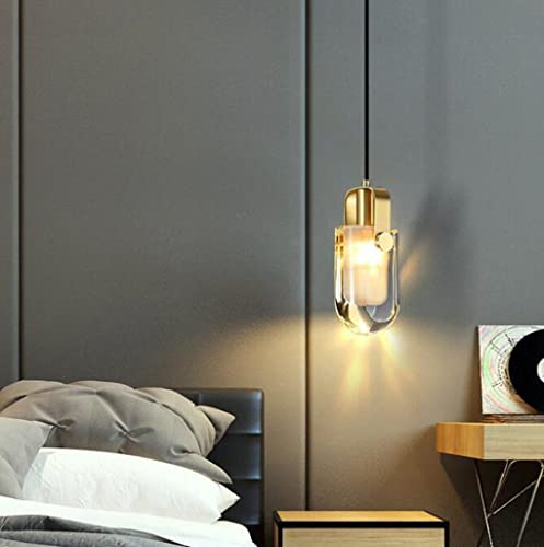 SXYSXYSXY Moderno Creativo Cristal lámpara colgante Vidrio cobre candelabro decoración lámpara de comedor luz colgante sala de estar dormitorio mesilla de noche 10 * 20cm E14*1