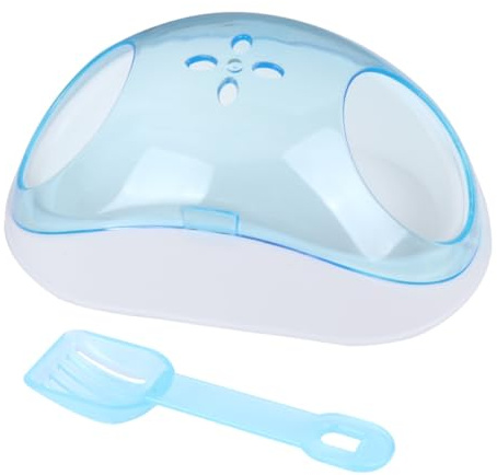 SWOOMEY Small Pet Sand Bath Container with Filter Scoop Half Transparent Plastic Bathroom for Chinchilla and Hamster Durable Stress Relief Bath House Portable and Stable Random Color