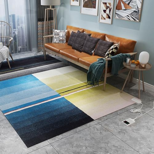 Tapis chauffant électrique en graphène, chauffage d'intérieur, chauffage au sol infrarouge électrique avec minuterie, chauffage rapide, pour bureau/maison(A,80CM*120CM)