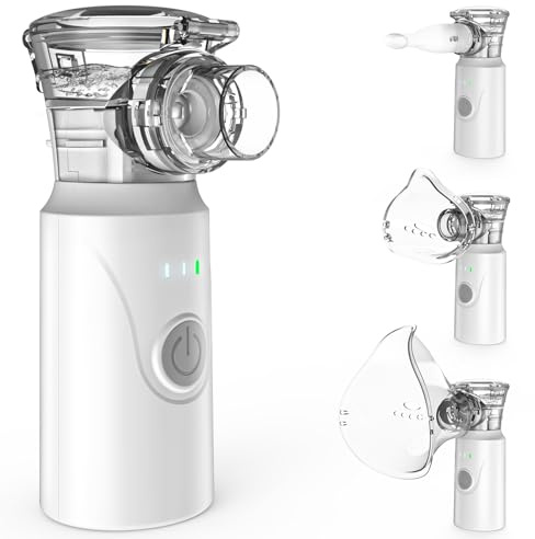 Dslive Nebuliser Machine for Adults & Kids, USB-C Rechargeable, Portable Ultrasonic Nebuliser, Handheld Nebulizer for Home Use, with 2 Masks and Mouthpiece
