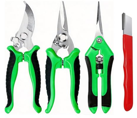 Secateur de Jardin, 4PCS Sécateurs et Ciseaux de Jardinage, Coupe Branche