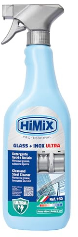 HiMiX Glass + Inox Ultra 750 ml - Spray Vetri e Acciaio Professionale - Pulizia Brillante Senza Aloni - Spray Multiuso per Superfici Lucide