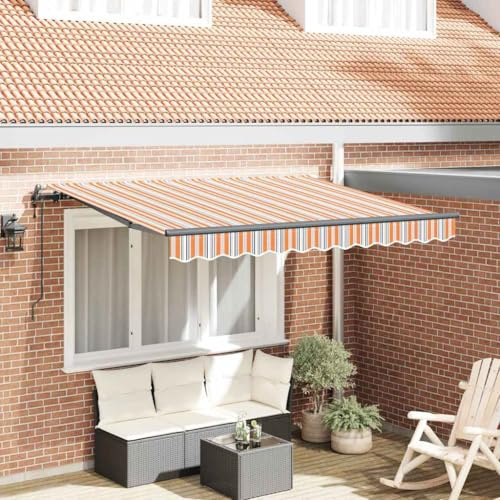 QJBSAVVA Einziehbare Gelenkarmmarkise 350 x 200 cm Mehrfarbig aus wetterfestem Polyester & Aluminium Modernes Design Robust & Langlebig für Balkon Terrasse Garten