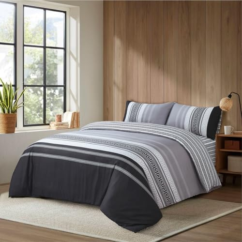 Hadi London Luxury 4 Piece Bedding Set – Duvet Cover, Fitted Sheet & 2 Pillowcases | Wrinkle-Free, Fade Resistant – Floral & Check Designs