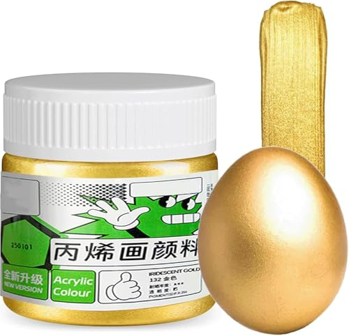 Hyleara Acrylfarbe Gold 100 ml Metallic Acrylfarben, Acrylfarben Goldfarbe Goldlack Wasserfeste Deckende für Texturmalerei, Stoff, Wand, Holz, Stein, Metall, Keramik